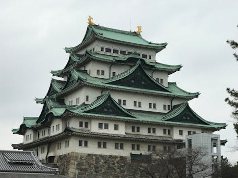 Nagoya Castle with its iconic green roofs, a symbol of Japanese architecture and history.